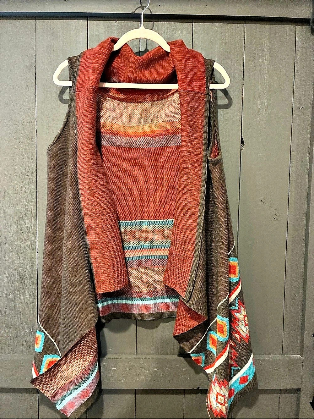 Geometric Southwestern Knit Vest women’s large